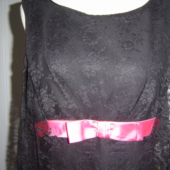 VINTAGE 1960s BLACK LACE DRESS M - Picture 3 of 5